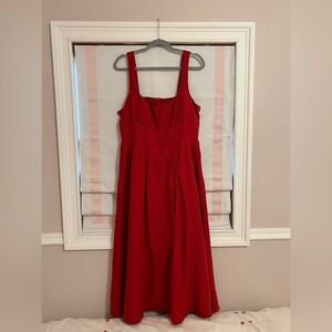 100% European Linen Corset Midi Dress